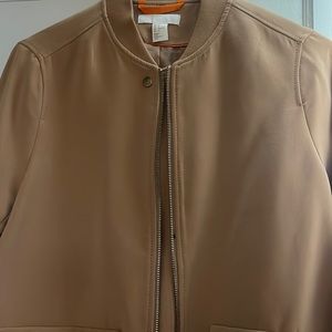 H&M tan jacket/blazer. Baseball jacket collar/cuffs